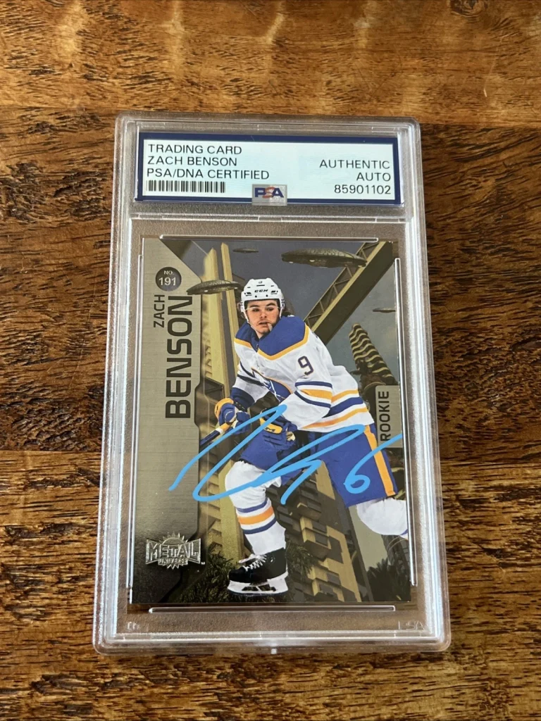 Zach Benson IP Signed Skybox Metal RC Card PSA DNA Slab Sabres Autographed