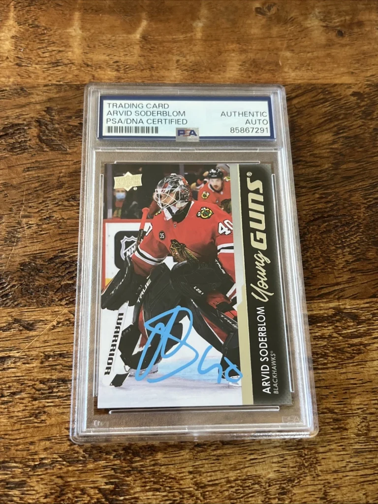 Arvid Soderblom IP Signed UD Young Guns Card Psa Dna Slab Blackhawks Autographed