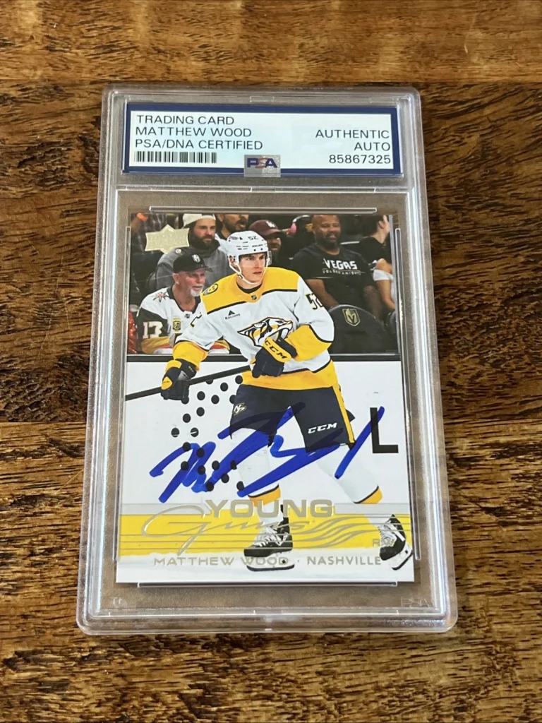 Matthew Wood IP Signed UD Young Guns Card Psa Dna Slab Predators Autographed
