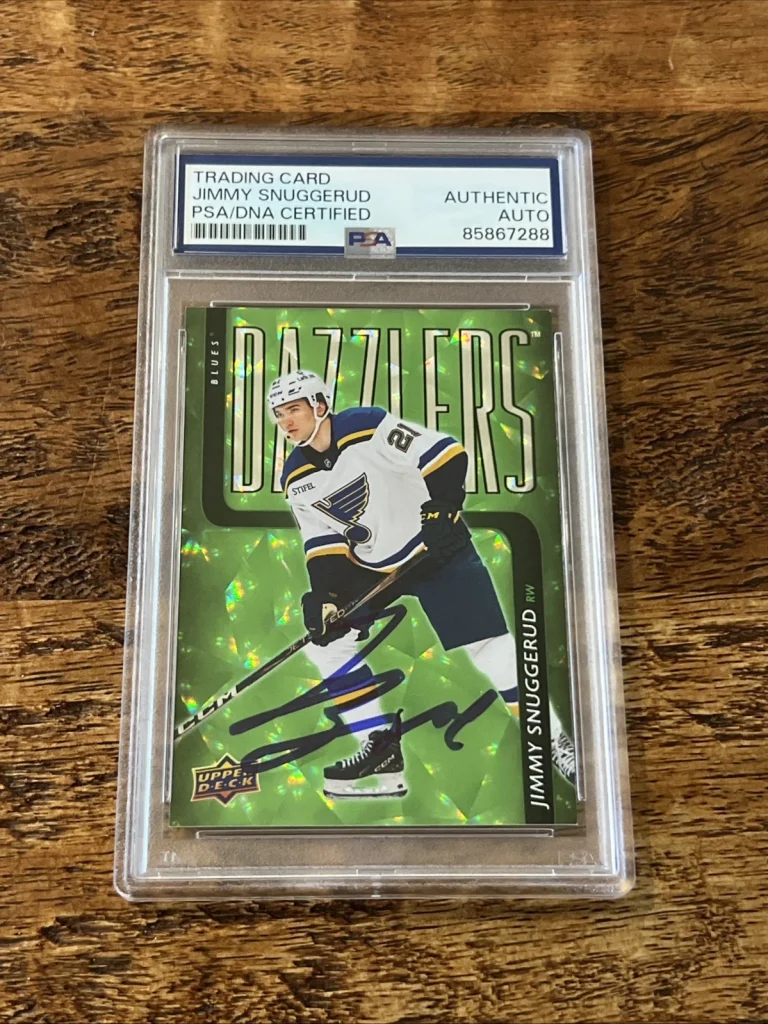 Jimmy Snuggerud IP Signed UD Dazzlers RC Card PSA DNA Coa Slab Blues Autographed