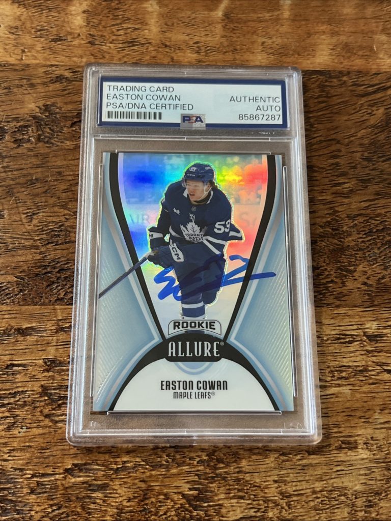 Easton Cowan IP Signed UD Allure RC Card Psa Dna Slab Maple Leafs Autographed