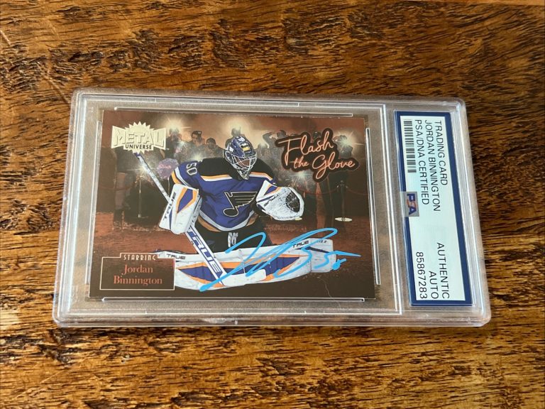 Jordan Binnington IP Signed Skybox Metal Card PSA DNA Slab Blues Autographed