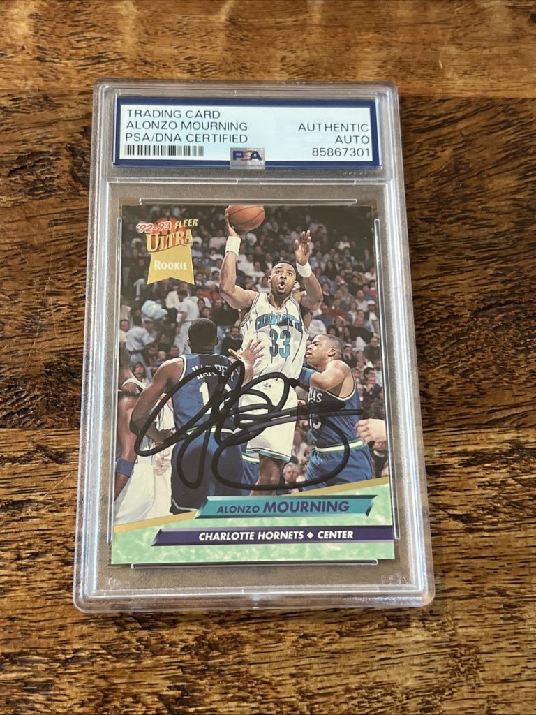 Alonzo Mourning IP Signed Fleer Ultra RC Card Psa Dna Slab Autographed Hornets