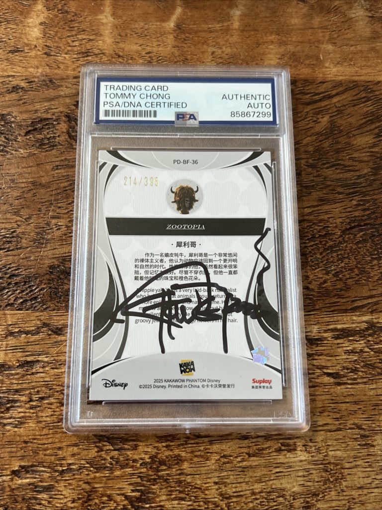 Tommy Chong IP Signed Disney Card PSA DNA Slab Autographed Yax The Yak Zootopia