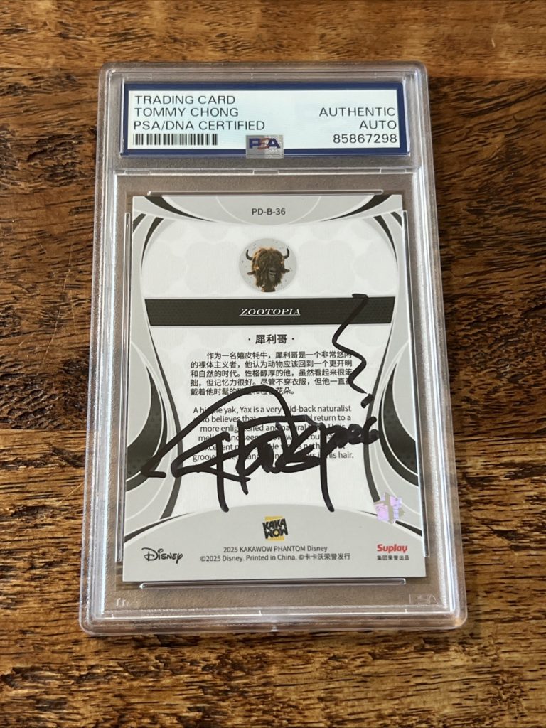 Tommy Chong IP Signed Disney Card PSA DNA Slab Autographed Yax The Yak Zootopia