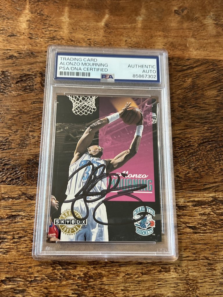 Alonzo Mourning IP Signed Skybox RC Card Psa Dna Coa Slab Autographed Hornets