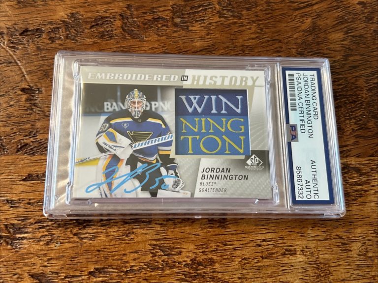 Jordan Binnington IP Signed UD SP Game Used Card PSA DNA Slab Blues Autographed