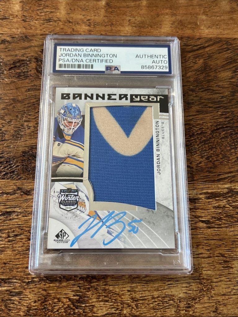 Jordan Binnington IP Signed UD SP Game Used Card PSA DNA Slab Blues Autographed