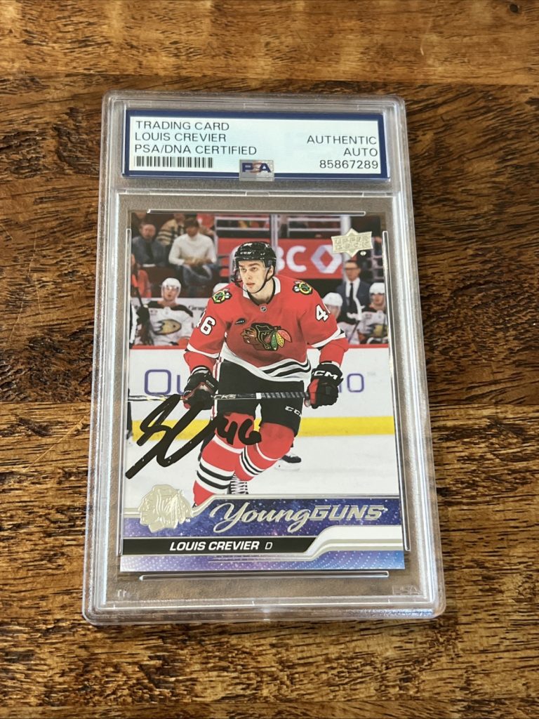 Louis Crevier IP Signed UD Young Guns Card Psa Dna Slab Blackhawks Autographed