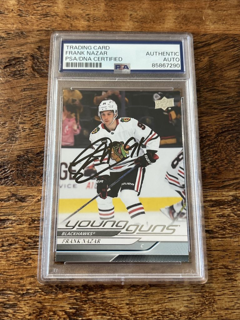 Frank Nazar IP Signed UD Young Guns Card Psa Dna Slab Blackhawks Autographed