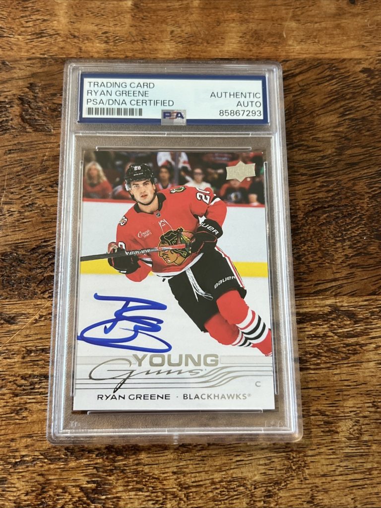 Ryan Greene IP Signed UD Young Guns Card Psa Dna Slab Blackhawks Autographed