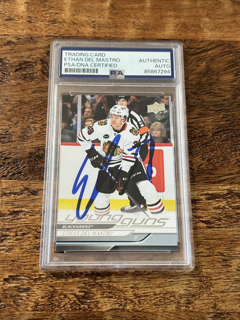 Ethan Del Mastro IP Signed UD Young Guns Card Psa Dna Slab Blackhawks Auto