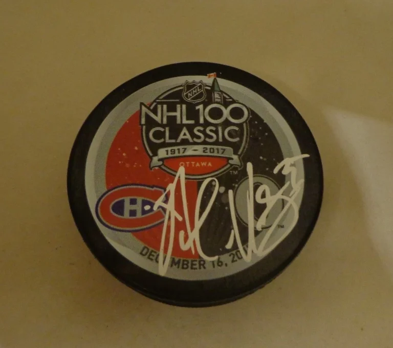 Al Montoya Montreal Canadiens signed 2017 NHL 100 Classic Dueling Puck