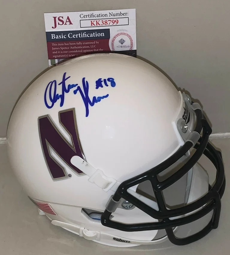 Clayton Thorson signed Northwestern Wildcats White mini helmet autographed JSA