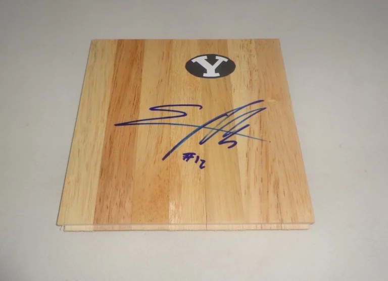 Eric Mika signed BYU Cougars Floorboard Floor Brigham Young autographed