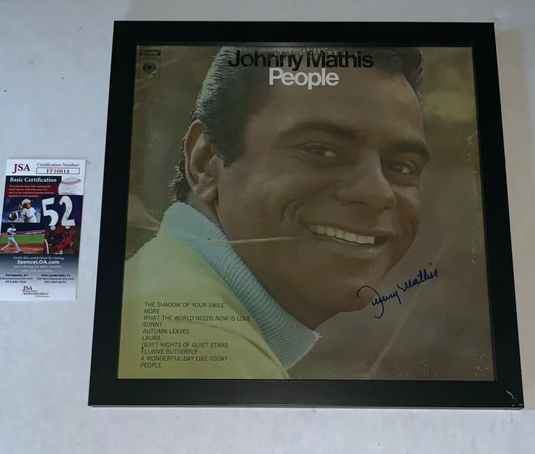 Johnny Mathis signed People Framed Album Vinyl autographed JSA