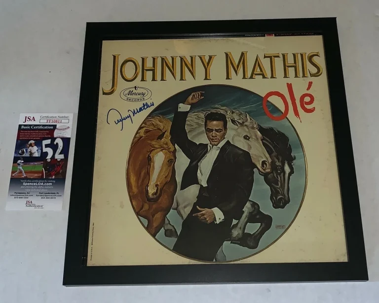Johnny Mathis signed Olé Framed Album Vinyl autographed JSA