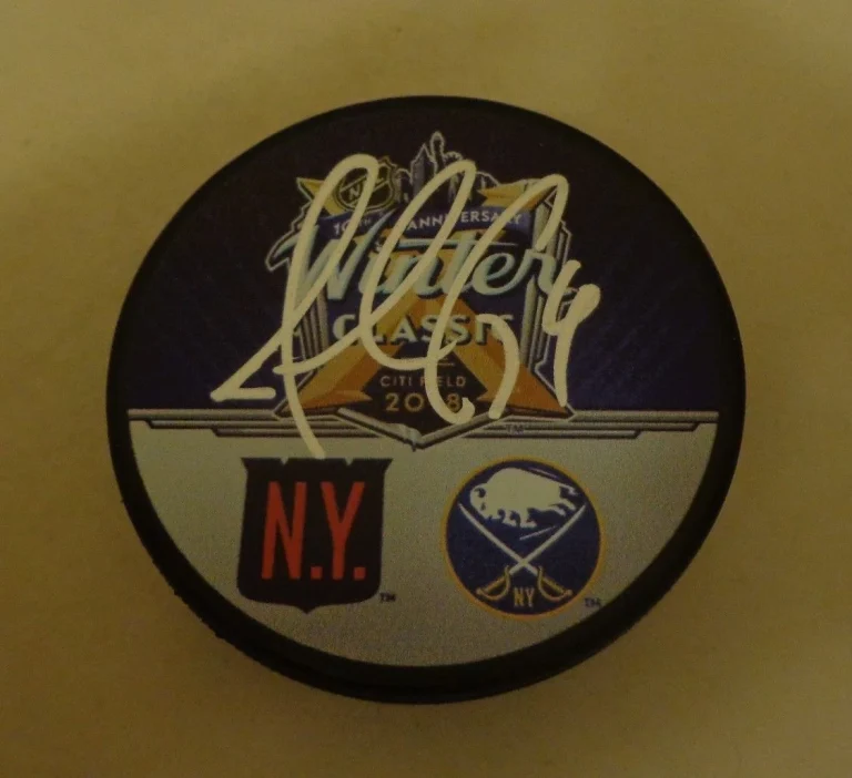 Josh Gorges signed Buffalo Sabres 2018 Winter Classic Puck autographed