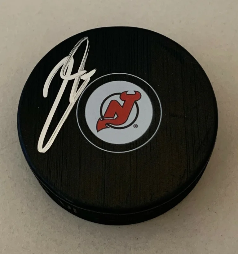 Pavel Zacha signed New Jersey Devils Puck autographed