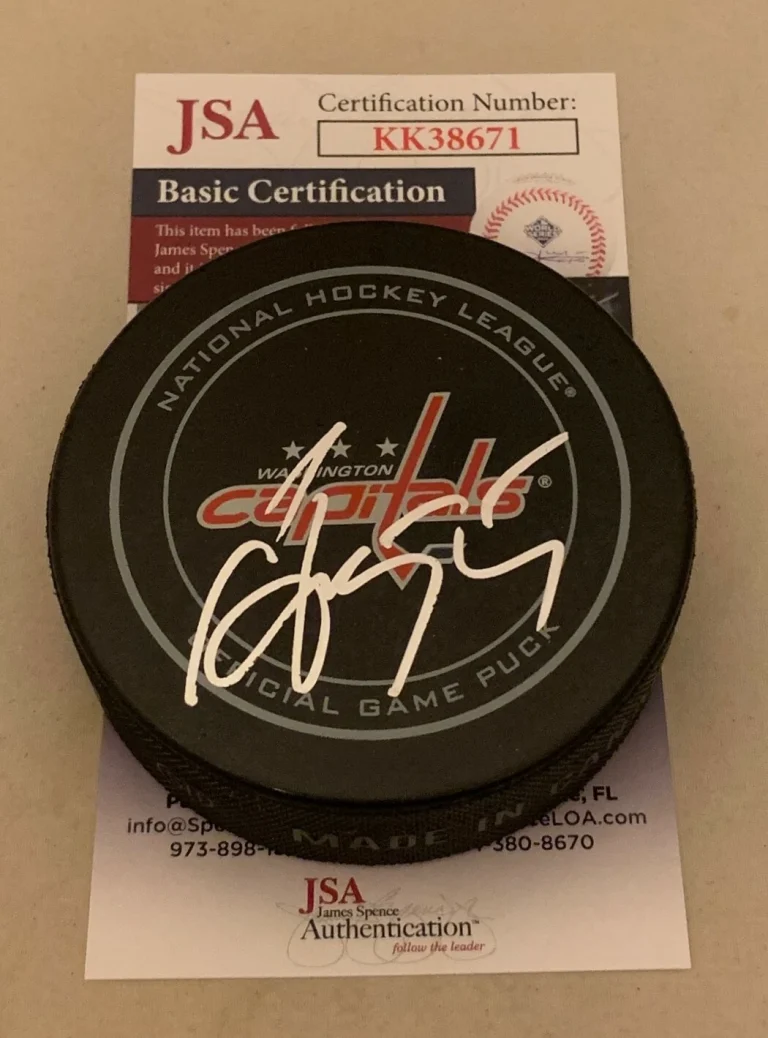 Sergei Gonchar signed Washington Capitals Game Puck autographed Caps JSA