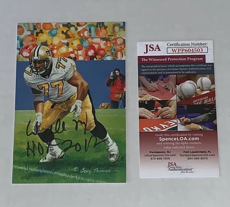 Willie Roaf New Orleans Saints signed 2012 Goal Line Art Card GLAC JSA Witnessed