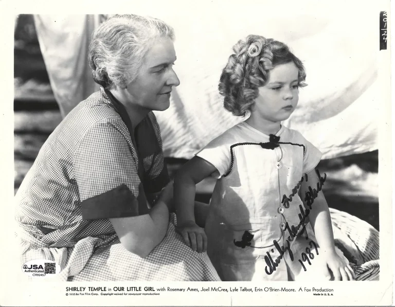 Shirley Temple SIGNED 1935 Our Little Girl Promo Photo JSA COA Autographed Black