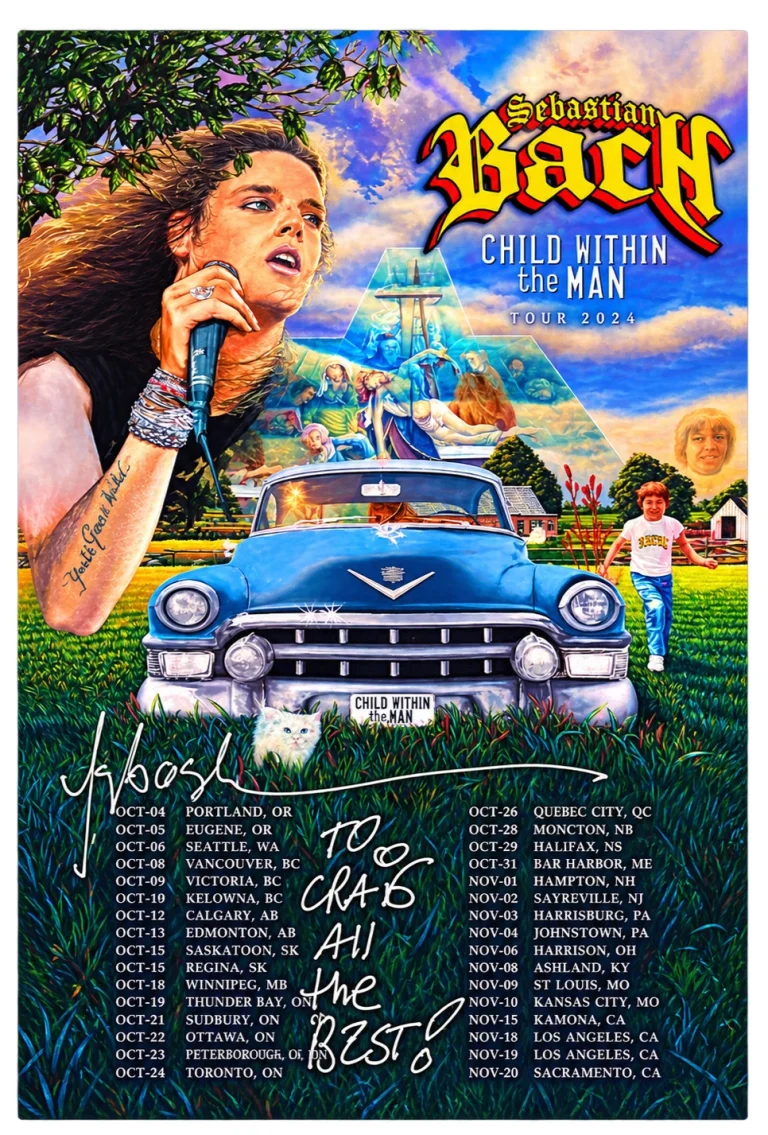 Sebastian Bach of Skid Row REAL hand SIGNED 2024 tour poster COA Autographed