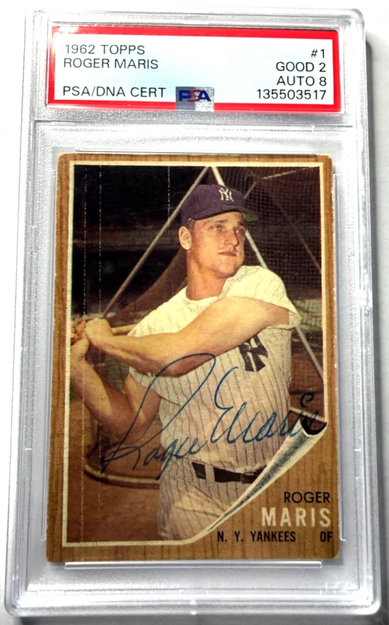 1962 Topps Roger Maris #1 Signed Autographed PSA 2 AUTO 8 PSA/DNA Yankees HOF