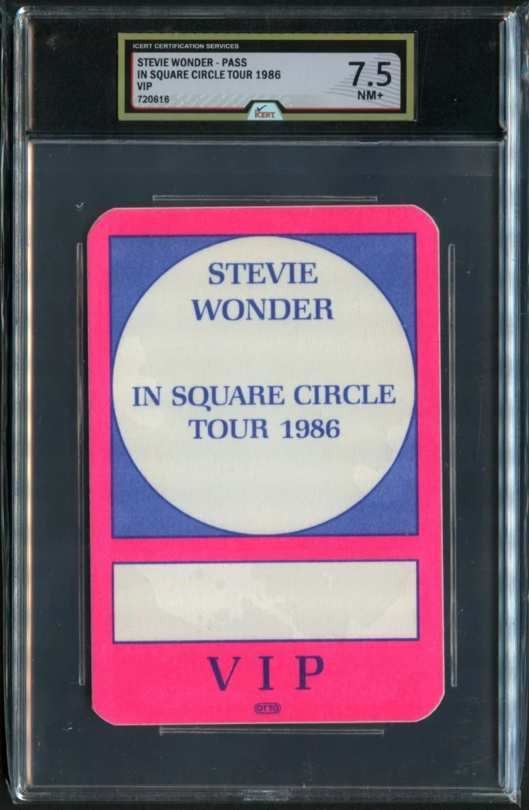 Stevie Wonder In Square Circle Tour 1986 VIP Backstage Pass Grade 7.5 iCERT