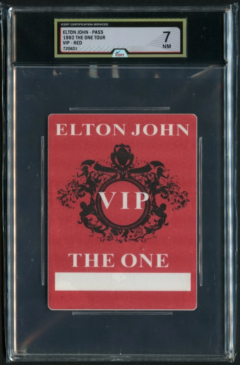 Elton John 1992 The One Tour Red Vip Backstage Pass Grade 7 iCERT