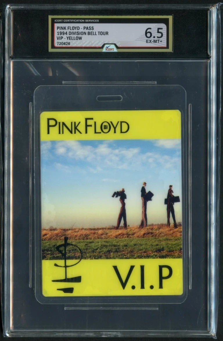 Pink Floyd 1994 Division Bell Tour VIP Yellow Backstage Pass Grade 6.5 iCERT