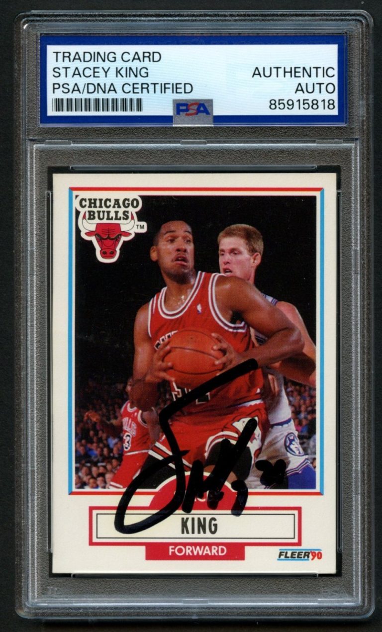 Stacey King signed autograph auto 1990 Fleer Basketball Card PSA Slabbed