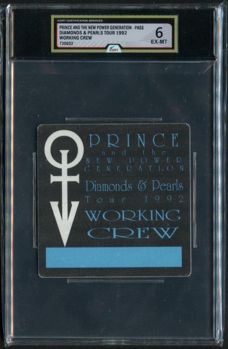 Prince & New Power Gen. Diamond & Pearls Tour 1992 Working Crew Pass 6 iCERT