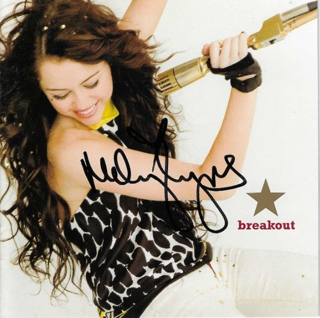 Miley Cyrus REAL full hand SIGNED Breakout CD JSA COA Autographed Hannah Montana