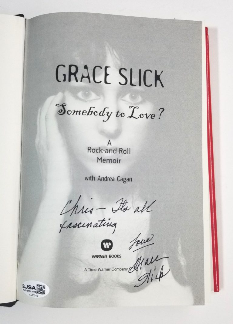 Grace Slick SIGNED Somebody to Love? 1st Ed HC Book JSA COA Jefferson Airplane