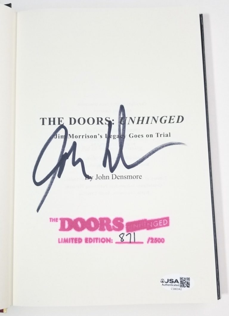 John Densmore hand SIGNED The Doors Unhinged Ltd Ed 871/2500 HC Book #1 JSA COA