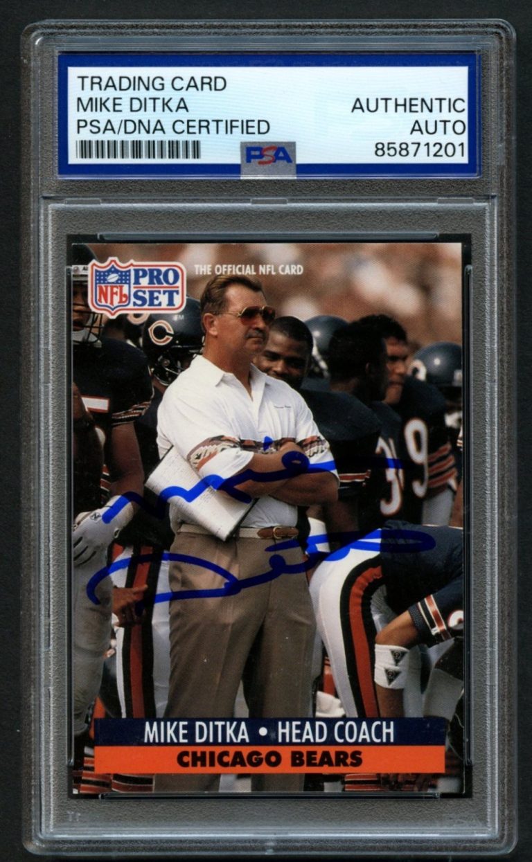 Mike Ditka signed autograph Football Head Coach NFL 1991 Pro Set Card PSA Slab