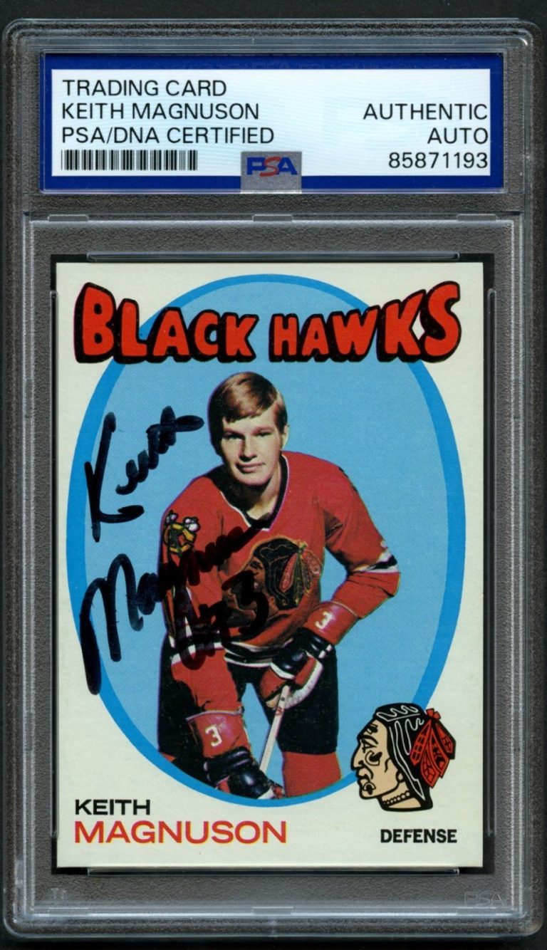 Keith Magnuson #69 signed autograph Blackhawks 1971-72 Topps PSA Slabbed