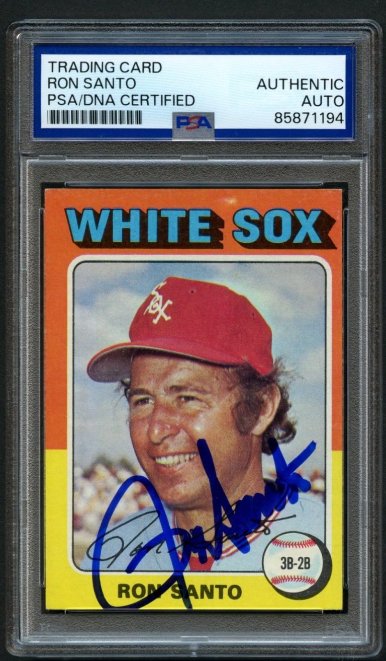 Ron Santo #35 signed autograph White Sox 1975 Topps Card PSA Slabbed