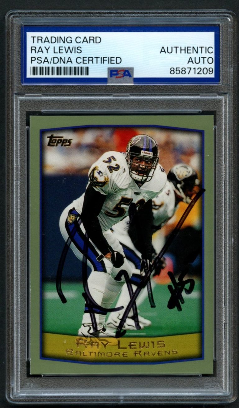 Ray Lewis #137 signed autograph Baltimore Ravens 1999 Topps PSA Slabbed