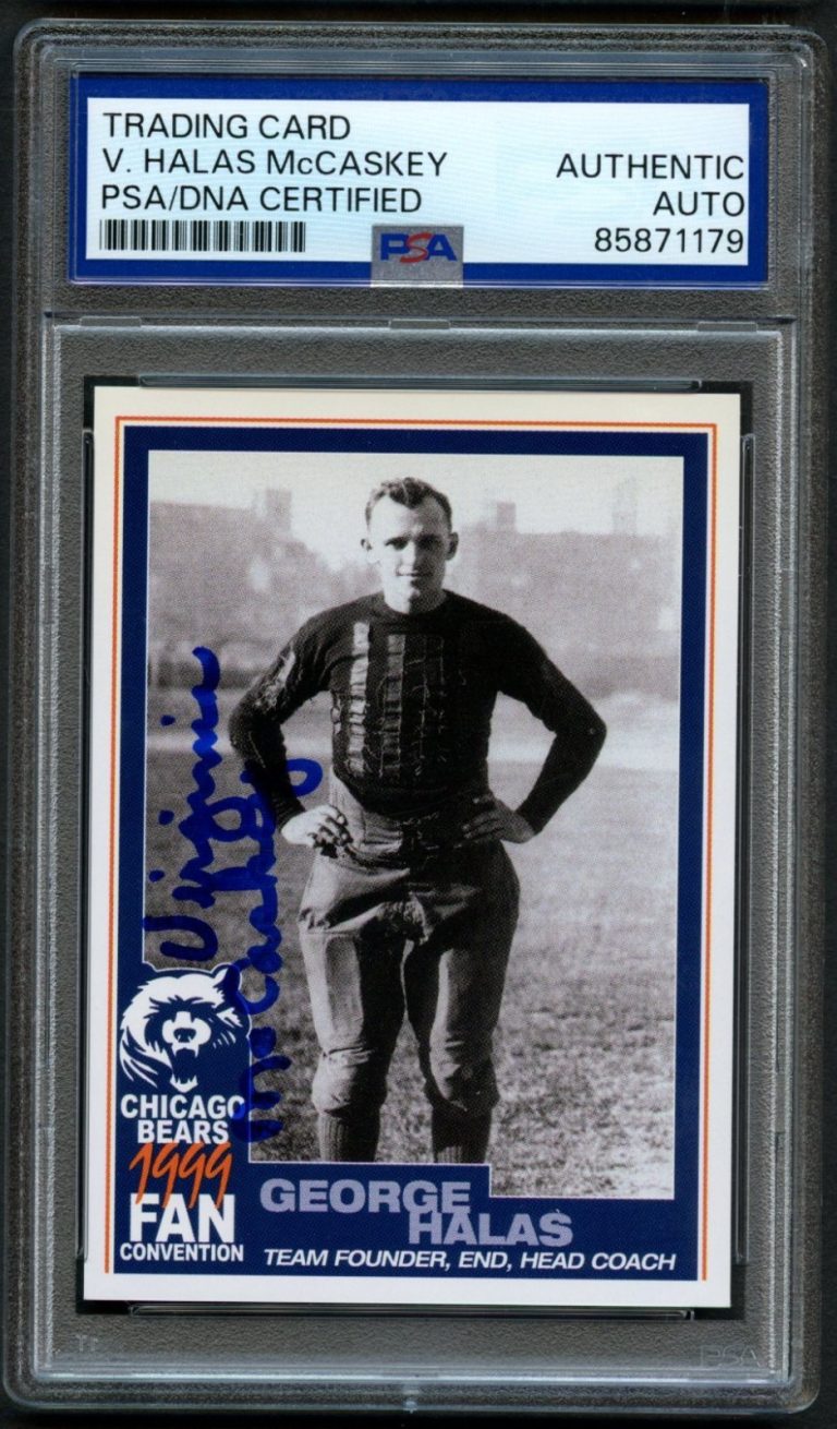 Virginia Halas McCaskey signed auto 1999 Chicago Bears Fan Convention Card PSA