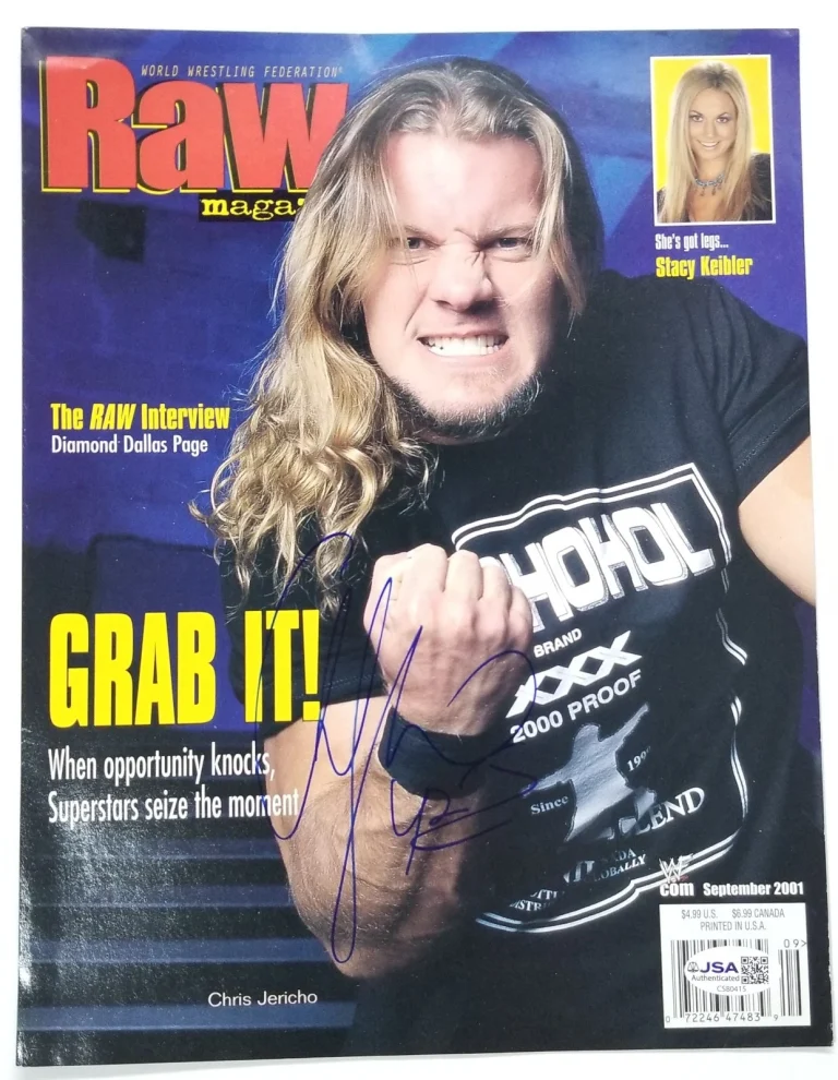 Chris Jericho SIGNED RAW Mag Cover Page JSA COA Autographed Wrestling Y2J Fozzy