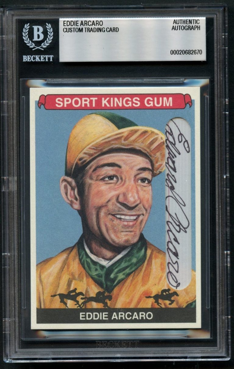 Eddie Arcaro signed autograph Custom Cut Jockey Horse Racing HOF BAS Slabbed