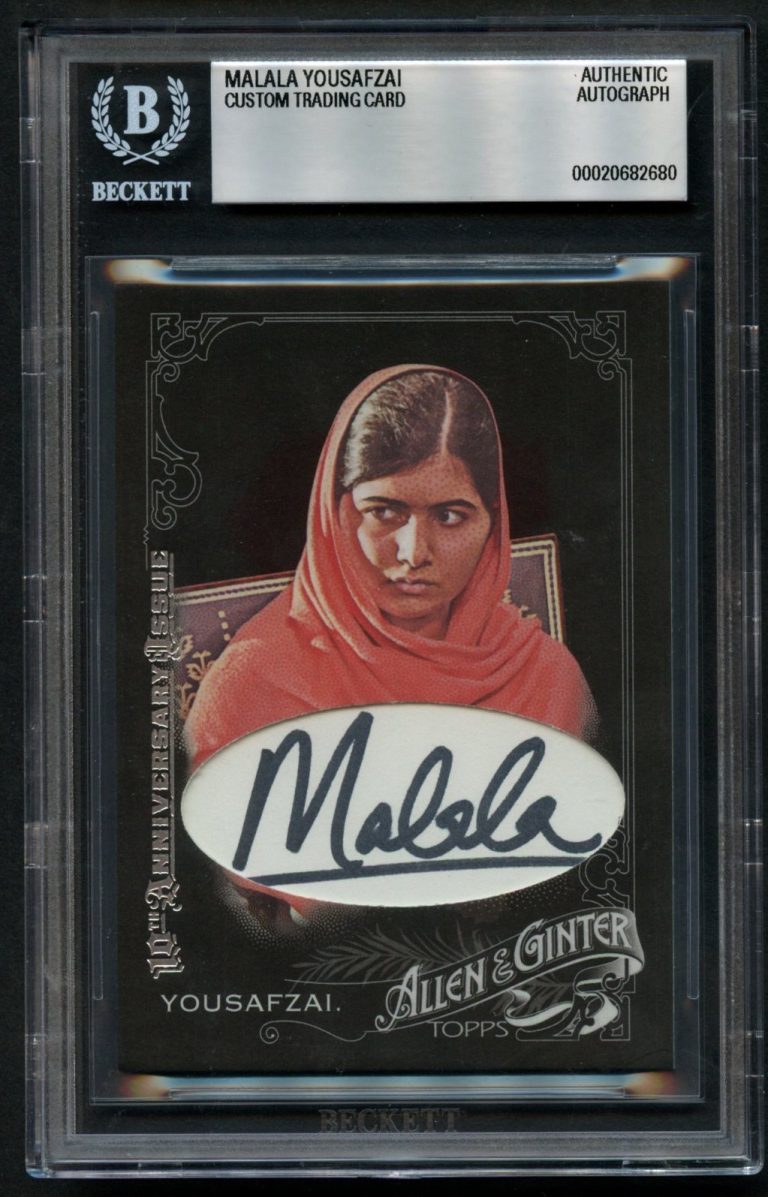 Malala Yousafzai signed autograph Custom Cut Peace Prize 2014 Card BAS Slabbed
