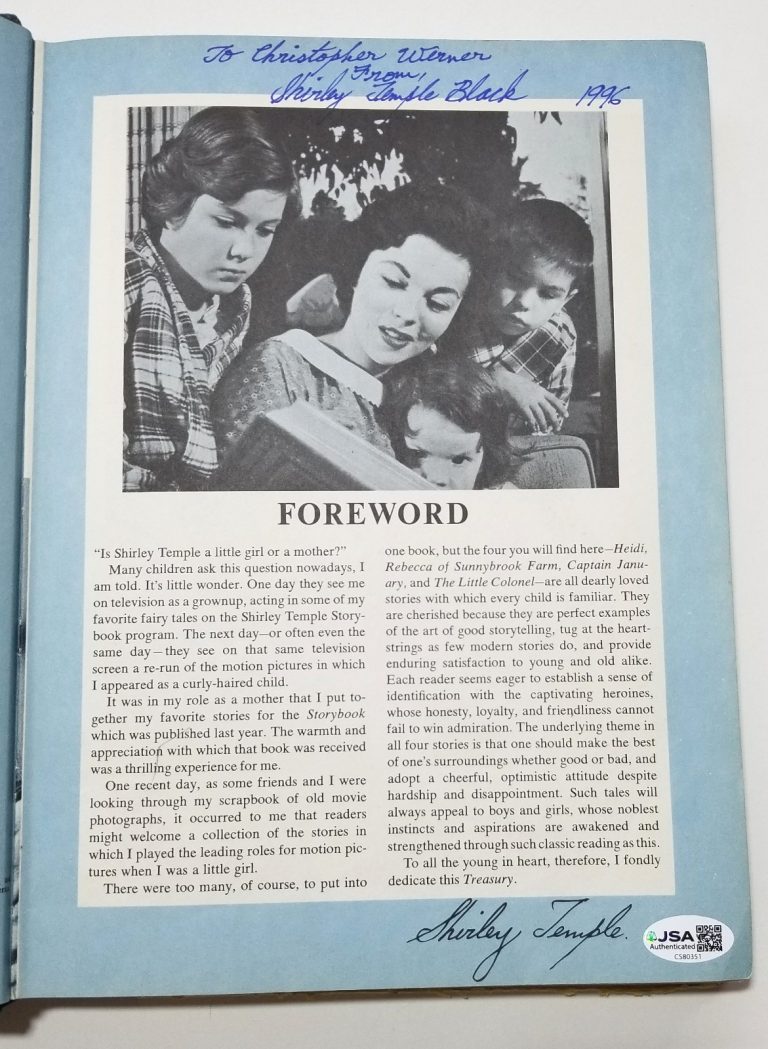 Shirley Temple SIGNED Random House 1959 The Shirley Temple Treasury Book JSA COA