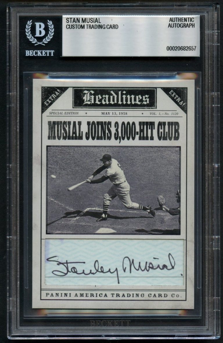 Stan Musial signed autograph Custom Cut 3000 Hit Club Card BAS Slabbed