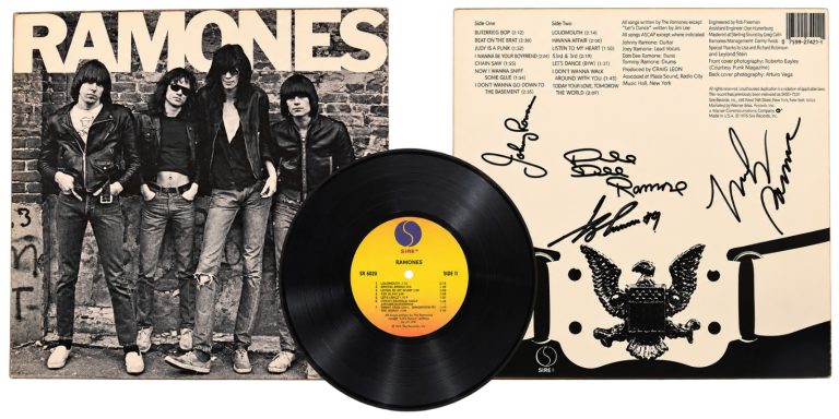 Ramones REAL hand SIGNED Self-Titled Record Vinyl JSA LOA Joey Johnny Dee Marky