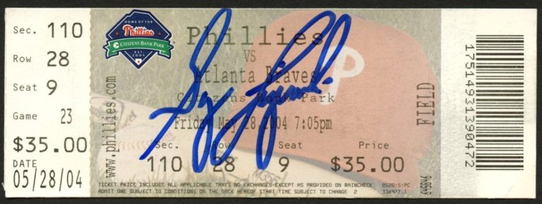 Greg Luzinski signed autograph Baseball Player May 28 2014 Game Ticket