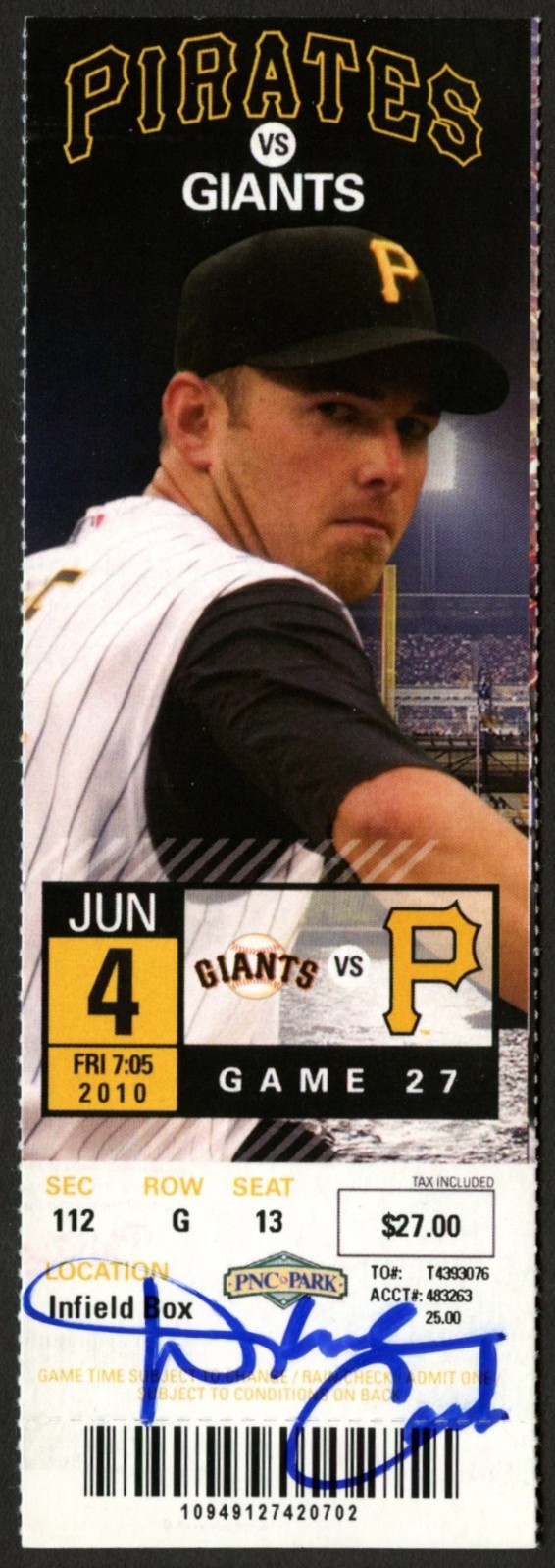 Dave Cash signed autograph Baseball Player Coach June 4 2010 Game Ticket