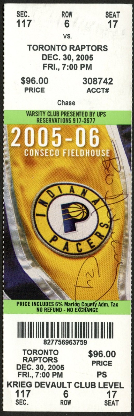 Bob Netolicky signed autograph Basketball Player December 30 2005 Game Ticket